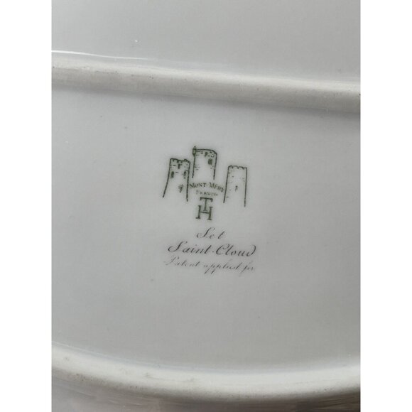 MONTMERY ST CLOUD SERVING PLATTER TRAY DISH RETICULATED FLORAL GOLD GREEN ANTIQ - Picture 5 of 12